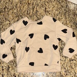 H&M‎ Heart Patterned Beige Sweatshirt Girls 3/4T